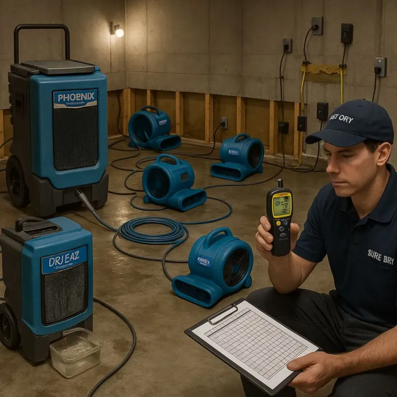 Structural Drying and Dehumidification process in Pico Rivera, CA